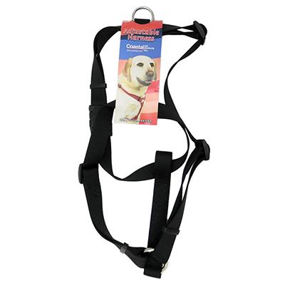Adjustable Large Dog Harness 1-inch Black Nylon Adjustable Large Dog Harness 1-inch Black Nylon