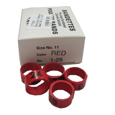 Poultry Numbered Leg Bands Red Size 11 Numbered 1-25 Poultry Numbered Leg Bands Red Size 11 Numbered 1-25