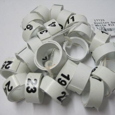 Poultry Numbered Leg Bands White Size 12 Numbered 1-25 Poultry Numbered Leg Bands White Size 12 Numbered 1-25