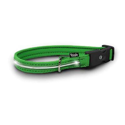 Visiglo Green LED Illuminated Small Dog Collar 10 to 14 inch
