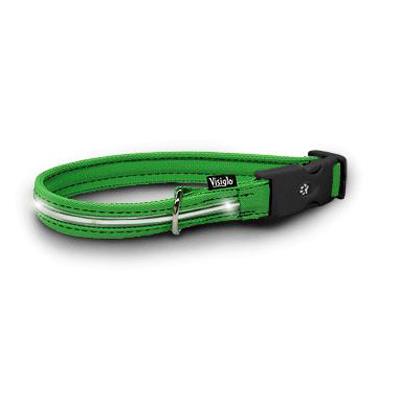 Visiglo Green LED Illuminated Medium Dog Collar 13 to 20-in.