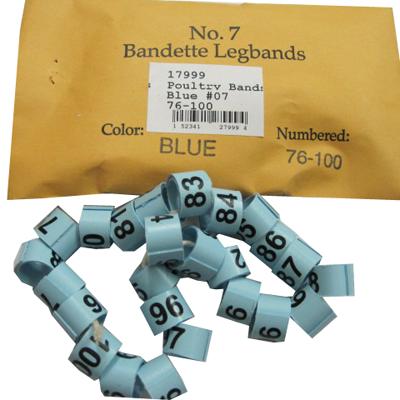 Poultry Numbered Leg Bands Blue Size 7 Numbered 76-100 Poultry Numbered Leg Bands Blue Size 7 Numbered 76-100