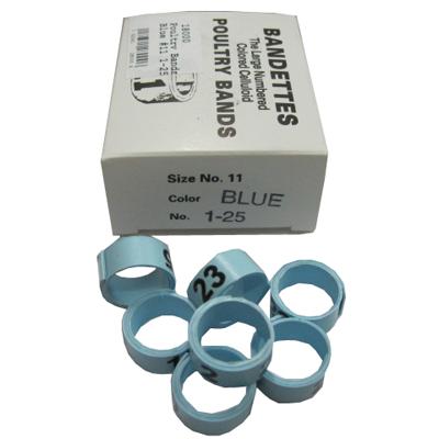 Poultry Numbered Leg Bands Blue Size 11 Numbered 1-25 Poultry Numbered Leg Bands Blue Size 11 Numbered 1-25