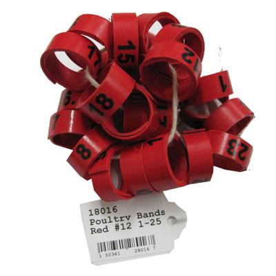 Poultry Numbered Leg Bands Red Size 12 Numbered 1-25 Poultry Numbered Leg Bands Red Size 12 Numbered 1-25