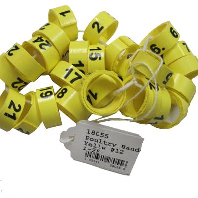 Poultry Numbered Leg Bands Yellow Size 12 Numbered 1-25 Poultry Numbered Leg Bands Yellow Size 12 Numbered 1-25