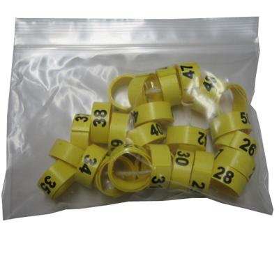 Poultry Numbered Leg Bands Yellow Size 12 Numbered 26-50 Poultry Numbered Leg Bands Yellow Size 12 Numbered 26-50
