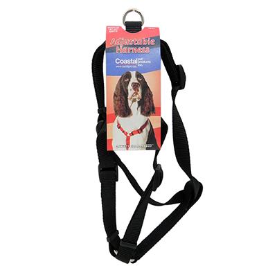 Adjustable Medium Dog Harness 3/4-inch Black Nylon Adjustable Medium Dog Harness 3/4-inch Black Nylon
