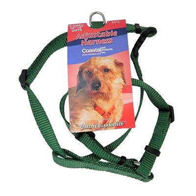 Adjustable XSmall Dog Harness 3/8-inch Green Nylon Adjustable XSmall Dog Harness 3/8-inch Green Nylon