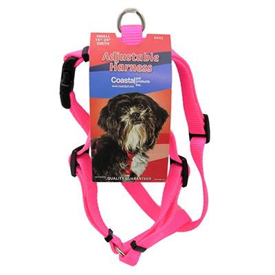 Adjustable Small Dog Harness 5/8-inch Pink Nylon Adjustable Small Dog Harness 5/8-inch Pink Nylon