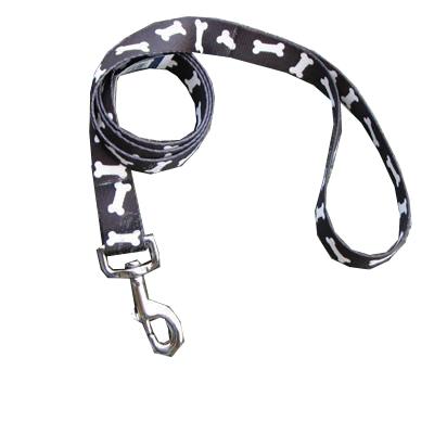 Nylon Dog Leash 1-inch x 6 foot Bone Black Nylon Dog Leash 1-inch x 6 foot Bone Black