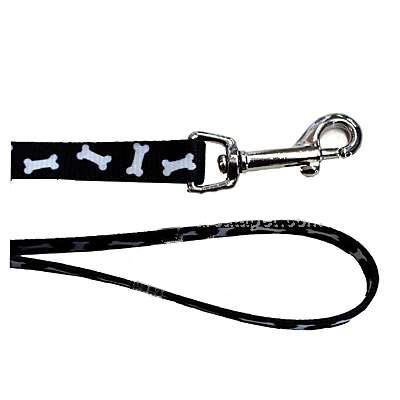 Nylon Dog Leash 5/8-inch x 6 foot Bone Black Nylon Dog Leash 5/8-inch x 6 foot Bone Black