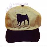 Cap 100% Cotton with Embroidered Pug Black