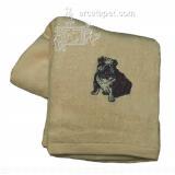 Cotton Terry Cloth Dog Hand Towel with Embroidered Bulldog