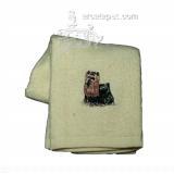 Cotton Terry Cloth Dog Hand Towel with Embroidered Yorkie