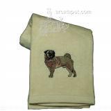 Cotton Terry Cloth Dog Hand Towel with Embroidered Pug