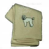 Cotton Terry Cloth Dog Hand Towel w/Embroidered Poodle White