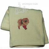 Cotton Terry Cloth Dog Hand Towel w/Embroidered Pomeranian