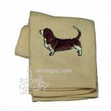 Cotton Terry Cloth Dog Hand Towel with Embroidered Basset