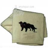 Cotton Terry Cloth Dog Hand Towel with Flat Coat Retriever