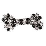 Rhinestone Fluff Holder Black and White Bow