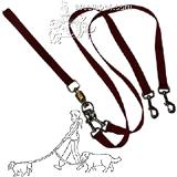 Pet Walker-Plus Nylon Leash 2-Dog Red Large