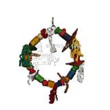 Ring Bird Toy With Blocks, Rope and Leather