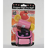 Pink Designer Dog Waste Bag Dispenser with 2 Scented Rolls