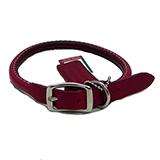 Circle T Leather Dog Collar Rolled Red 12 inch