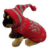 Handmade Dog Sweater Wool Snowflake with Hood XXSmall