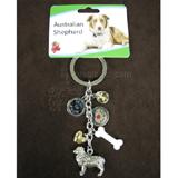 Key Chain Australian Shepherd with 5 Charms