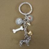 Key Chain French Bulldog with 5 Charms