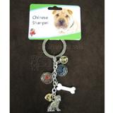 Key Chain Chinese Sharpei with 5 Charms