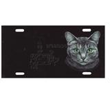 Aluminum Cat Breed License Plate with Grey Tabby