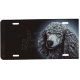 Aluminum Dog Breed License Plate with Silver Poodle
