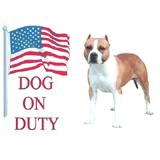 Sign Dog On Duty American Staffordshire 12x8 inch Aluminum