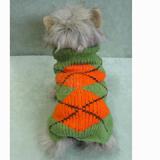 Handmade Dog Sweater Wool Argyle Green Large
