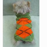Handmade Sweater Wool Argyle Green Xsm
