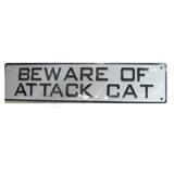Sign Beware of Attack Cat 12 x 3 inch Plastic