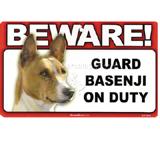 Sign Guard Basenji On Duty 8 x 4.75 inch Laminated Cardstock