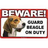 Sign Guard Beagle On Duty 8 x 4.75 inch Laminated Cardstock