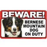 Sign Guard Bernese Mountain Dog On Duty 8x4.75inch Cardstock