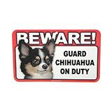 Sign Guard Chihuahua Long Hair On Duty 8 x 4.75 inch Laminat