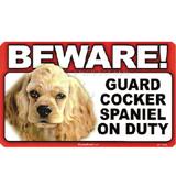 Sign Guard Cocker Spaniel On Duty 8 x 4.75 inch Laminated