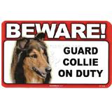Sign Guard Collie On Duty 8 x 4.75 inch Laminated