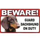 Sign Guard Dachshund On Duty 8 x 4.75 inch Laminated