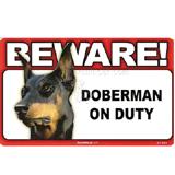 Sign Guard Doberman On Duty 8 x 4.75 inch Laminated