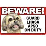 Sign Guard Lhasa Apso On Duty 8 x 4.75 inch Laminated