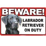 Sign Guard Laborador Black On Duty 8 x 4.75 inch Laminated
