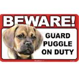 Sign Guard Puggle On Duty 8 x 4.75 inch Laminated