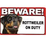 Sign Guard Rottweiler On Duty 8 x 4.75 inch Laminated